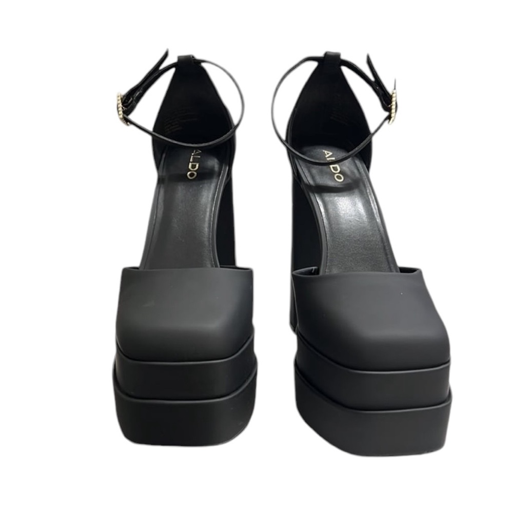 Aldo Black Ankle Strap Platform Pumps Size 8.5 - Picture 2 of 10